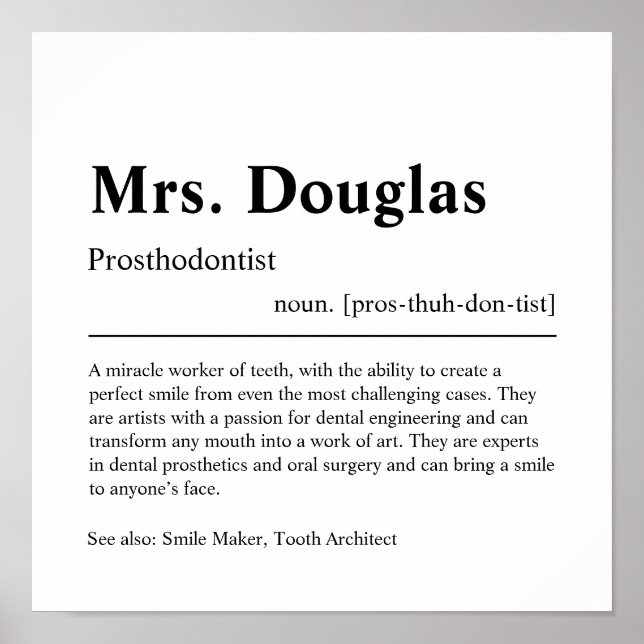 Poster cadeau personnalisé prosthodontiste (Devant)