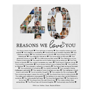 Poster Cadeau souvenir collage photo 40 raisons pour lesq