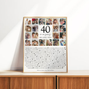 Poster Cadeau souvenir collage photo 40 raisons pour lesq