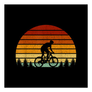 Poster Cadeau VTT Sunset vintage Pour Mountain B