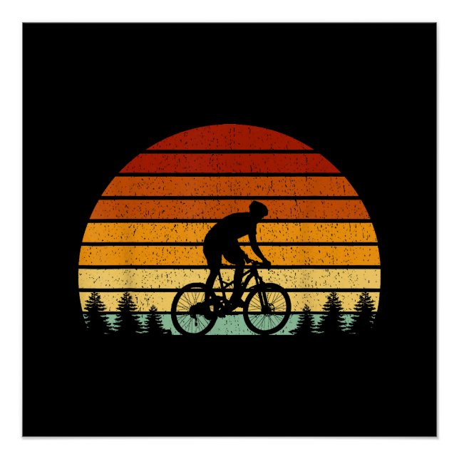 Poster Cadeau VTT Sunset vintage Pour Mountain B (Devant)