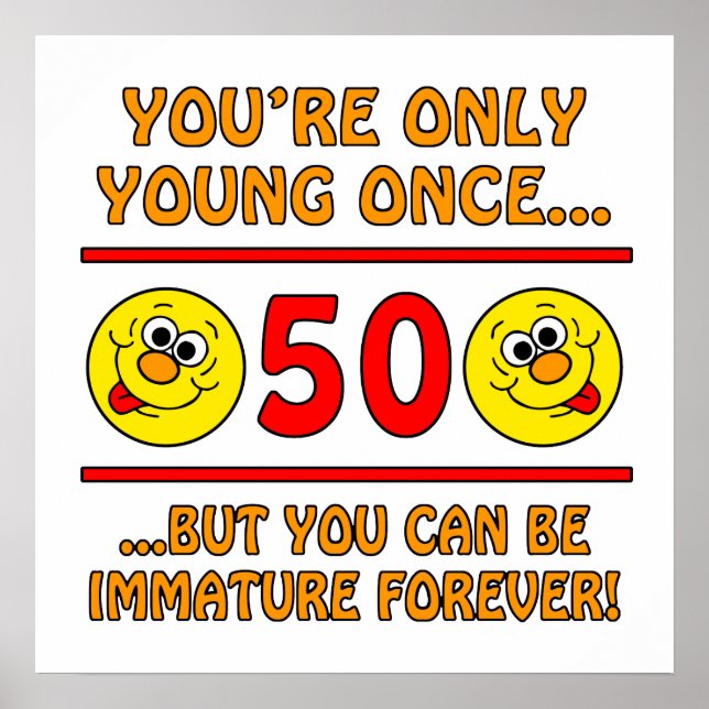 Poster Cadeaux de bagage immatures de 50e anniversaire (Devant)
