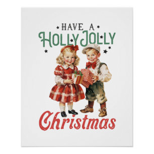 Poster Cadeaux de Noël Ont Un Noël Holly Jolly