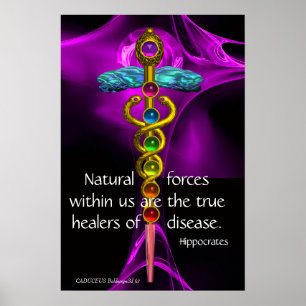 Poster CADEUÈRE D'OR, 7 CHAKRAS, ROSE VIOLET Médical, Yog