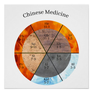 Poster Cadran des Organes des Méridiens des Cinq Éléments
