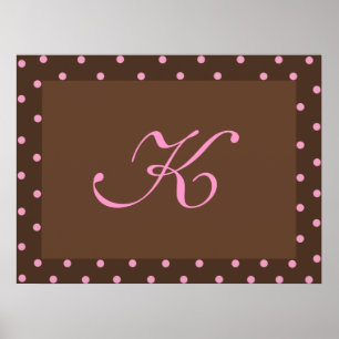 Poster Cadre Brown et rose de monogramme de point de