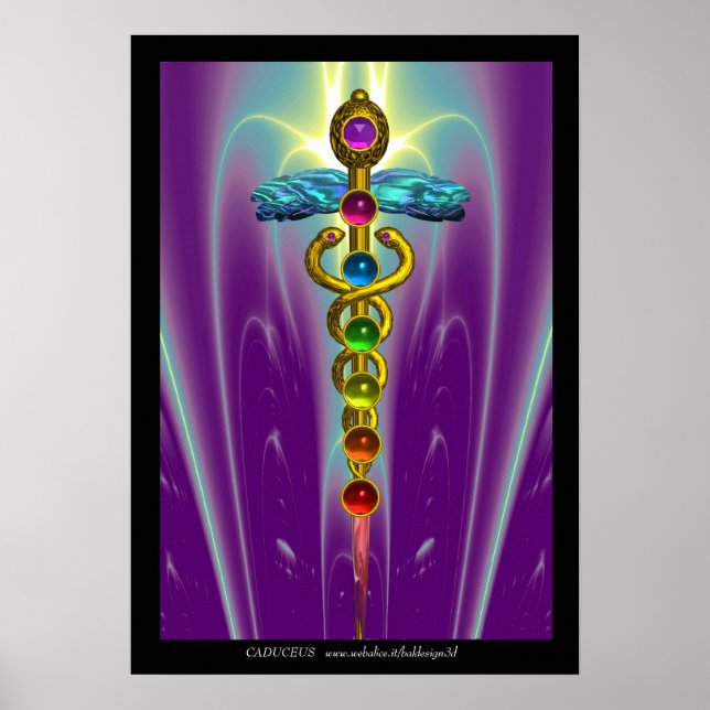 Poster CADUCUS ET 7 CHAKRAS, Yoga Alternative Medicine (Devant)