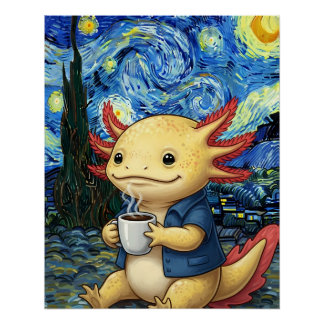 Poster Café Axolotl Rêve de Nuit Étoilée