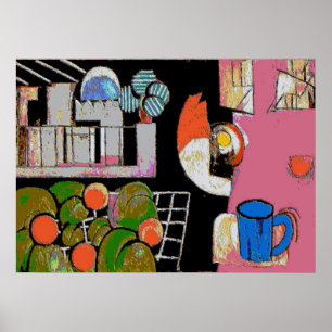 Poster Café Bleu, Style Matisse