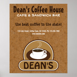 Poster Café Brown Beige Café Café Café Café Personnalisé