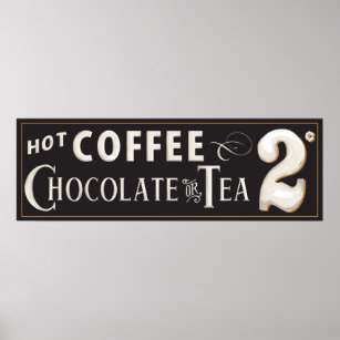 Poster café, chocolat ou thé vintage