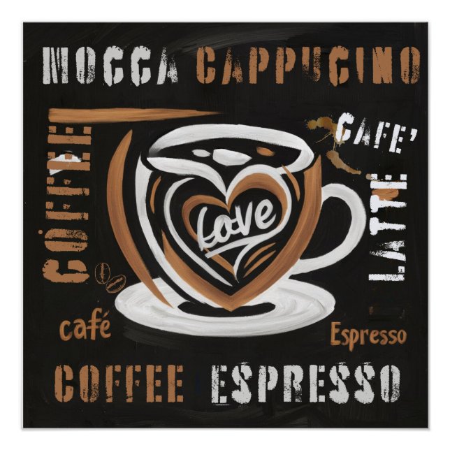 Poster Café Mocca Cappucino Esspreso Café'Latte (Devant)