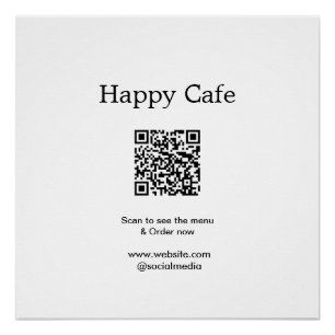 Poster Cafe restaurant scanner pour voir le menu commande