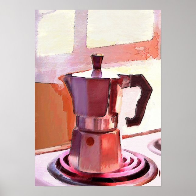 Poster Café sur la cuisinière (Devant)