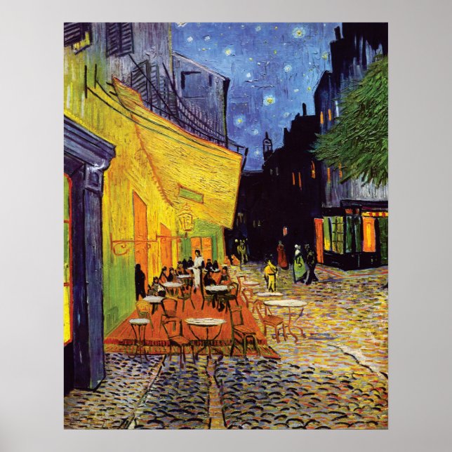 Poster Café Terrasse à la nuit par Vincent Van Gogh (Devant)