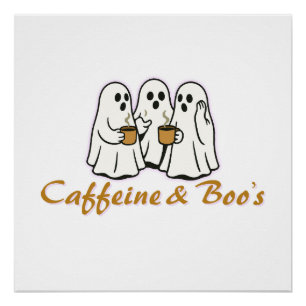 Poster Caféine & Boo's - Ghost café mignonne Halloween De
