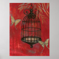 Cage d'oiseaux décorative avec papillons