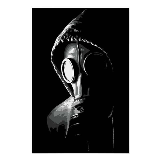 Poster Cagoule mystérieuse à masque à gaz (Devant)
