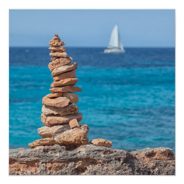Poster Cairn à la mer Méditerranée (Devant)