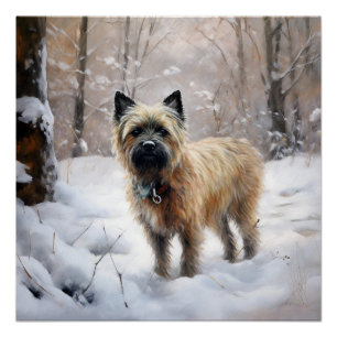Poster Cairn Terrier Laissez tomber la neige Noël