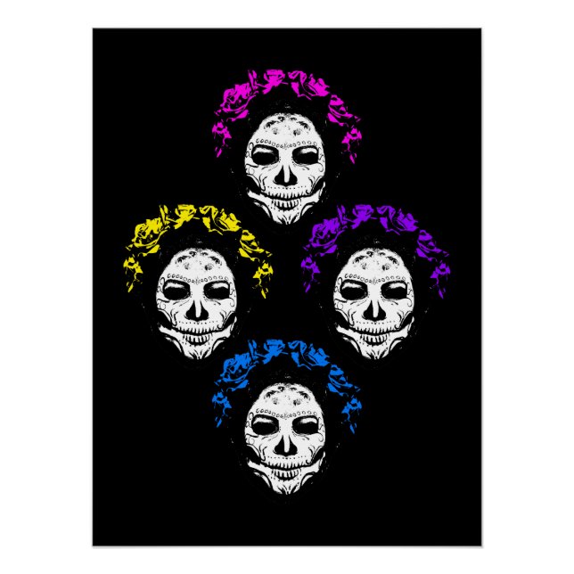 Poster Calavera Skulls Pop Art Style (Devant)