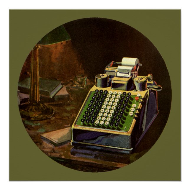 Poster Calculateur comptable Comptomètre vintage (Devant)