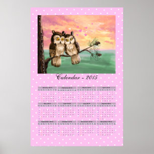 Poster Calendrier 2015 chouettes d'amour