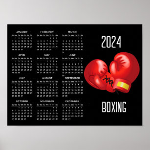 Poster Calendrier 2024 Conception de gants de boxe