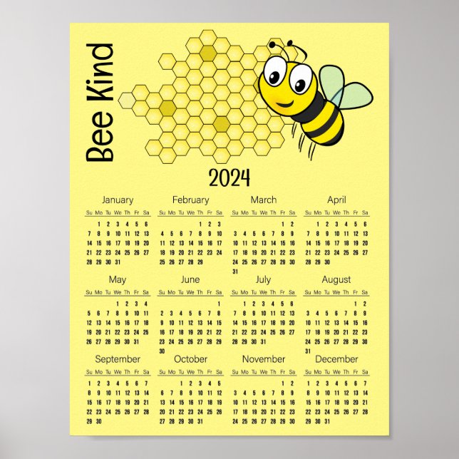 Poster Calendrier 2024 de Bee and Honeycomb (Devant)