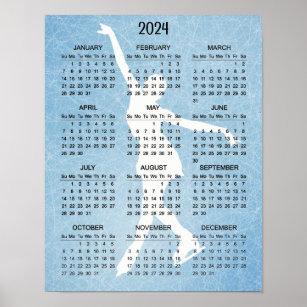 Poster Calendrier 2024 de la conception de patin à