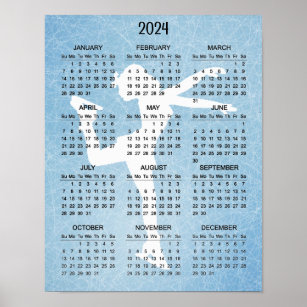 Poster Calendrier 2024 de la conception de patin à