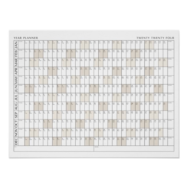 Poster Calendrier 2024 de l'organisation du planificateur (Devant)