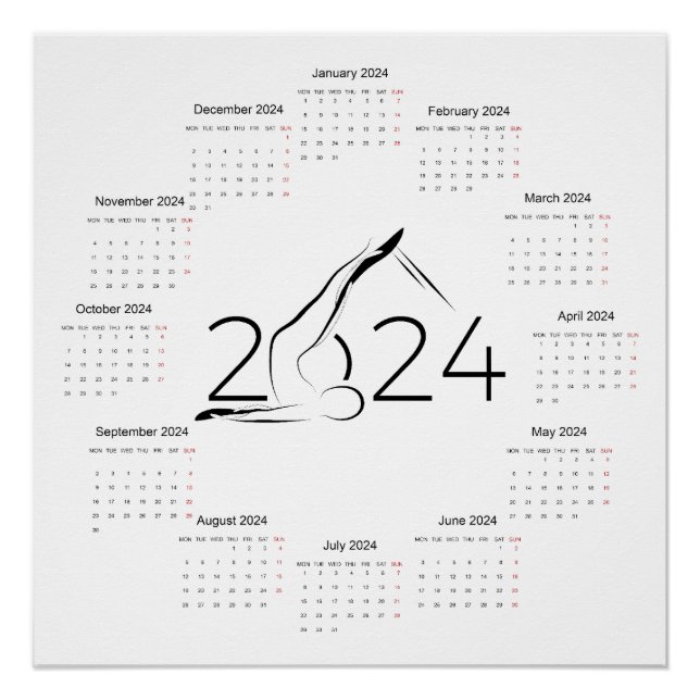 Poster Calendrier 2024 pour instructeur Pilates (Devant)