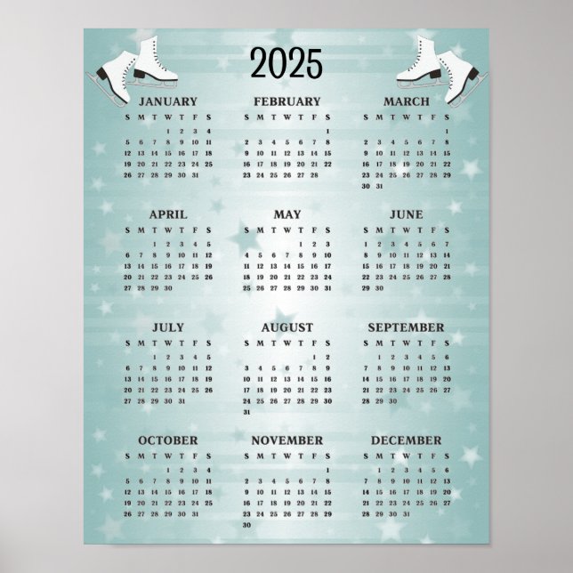 Poster Calendrier 2025 de la conception des patins (Devant)