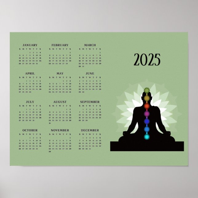 Poster Calendrier 2025 de Seven Chakras Yoga Desig (Devant)