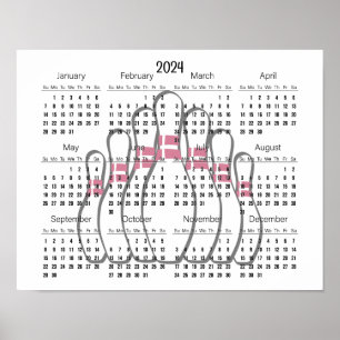 Poster Calendrier Bowling Design 2024
