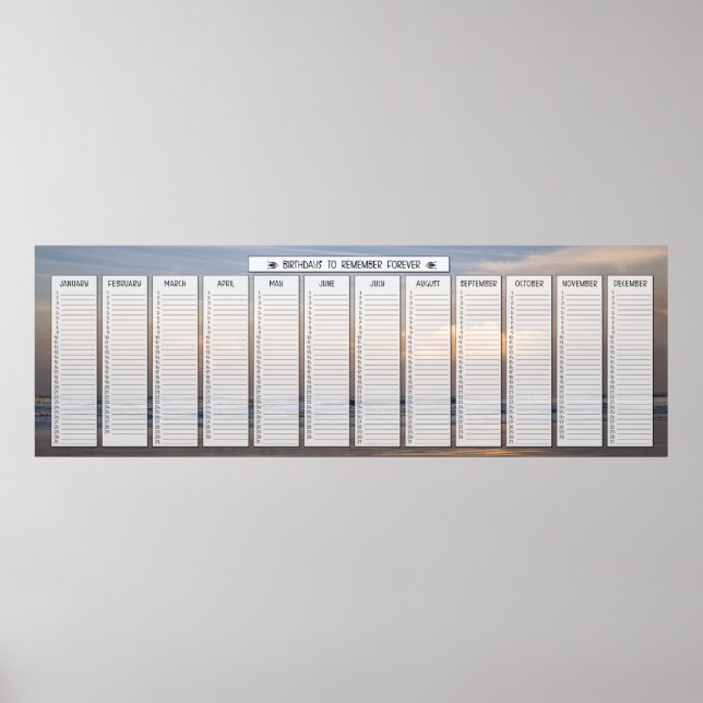 Poster Calendrier d'anniversaire de taille de classe avec (Devant)