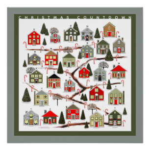 Poster Calendrier de l'Avent du compte à rebours de Noël