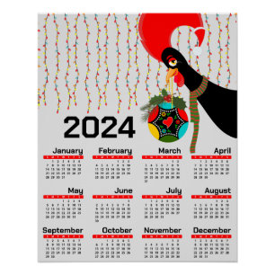 Poster Calendrier de Noël 2024 du Rooster portugais
