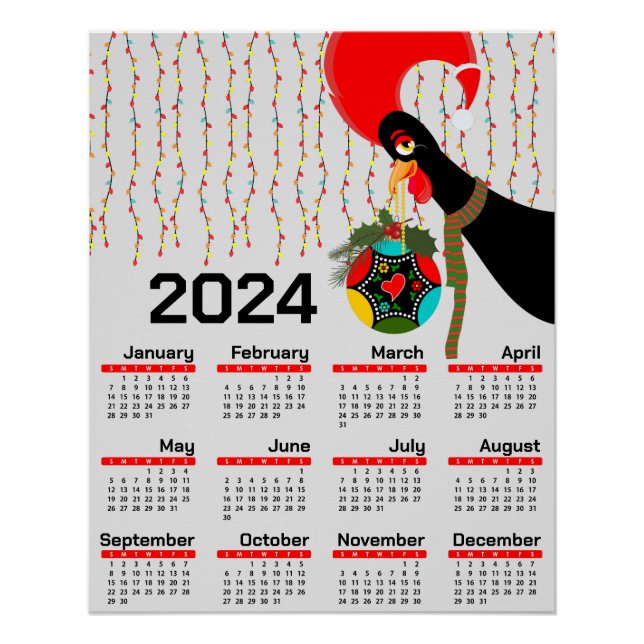 Poster Calendrier de Noël 2024 du Rooster portugais (Devant)