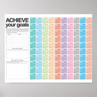 Poster Calendrier de planification de 100 jours Jour J