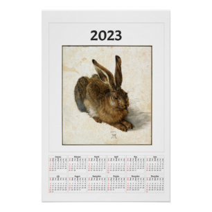 Poster Calendrier des jeunes lièvres pour 2023 Albrecht D