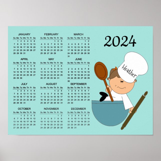 Poster Calendrier du Chef Baker Design 2024 (Devant)
