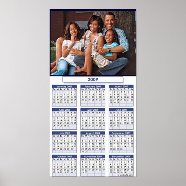 POSTER CALENDRIER FAMILLE OBAMA (Devant)