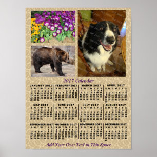 Poster Calendrier mensuel de l'année 2017 Café Grains 3 P