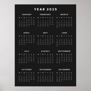 Poster Calendrier minimaliste 2025