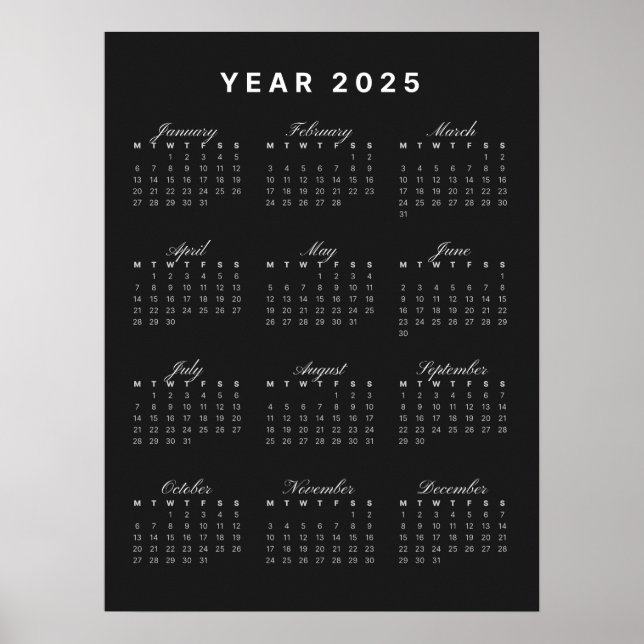 Poster Calendrier minimaliste 2025 (Devant)