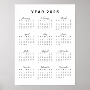 Poster Calendrier minimaliste 2025
