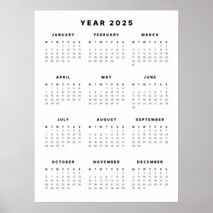 Poster Calendrier minimaliste 2025