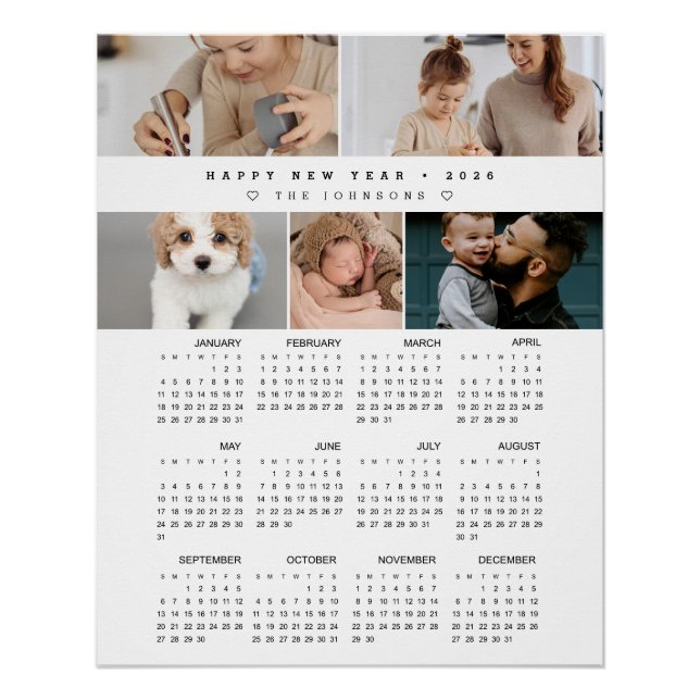 Poster Calendrier mural photo collage moderne 2026  (Devant)
